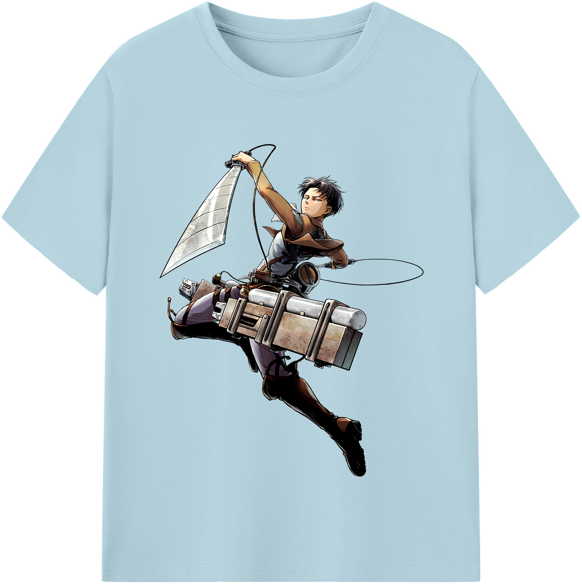 （画像用） 進撃の巨人 リヴァイ·アッカーマン Attack on Titan Levi Ackerman 綿100％半袖Tシャツ（フロントプリント）